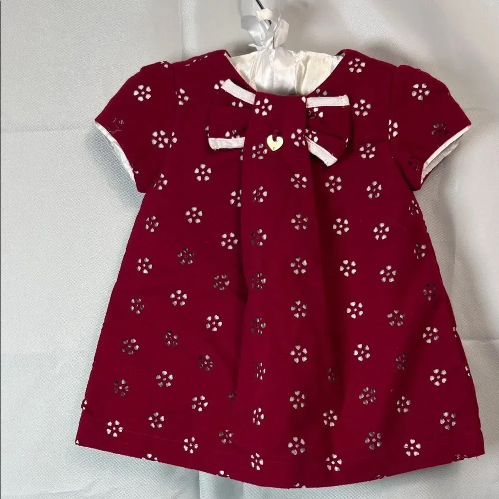Mayoral Burgundy short sleeve floral cutout dress size 3 months